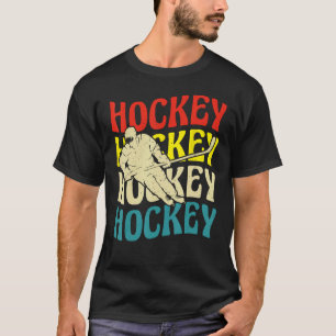 Camiseta atardecer retro vintage de hockey para jugador de