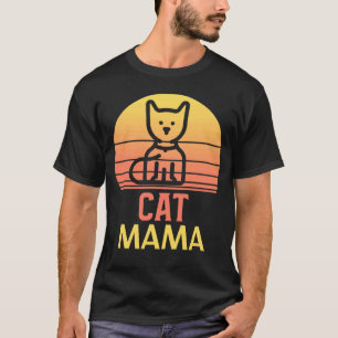 Camiseta Atardecer Retro Vintage Gata Mamá Gato Ochenta 5