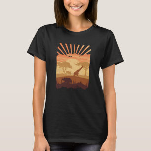 Camiseta Atardecer Safari Silueta Animal Boho Naturaleza