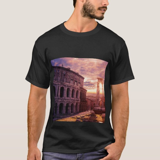 Camiseta Atardecer sobre el Coliseo de Roma (Anverso)