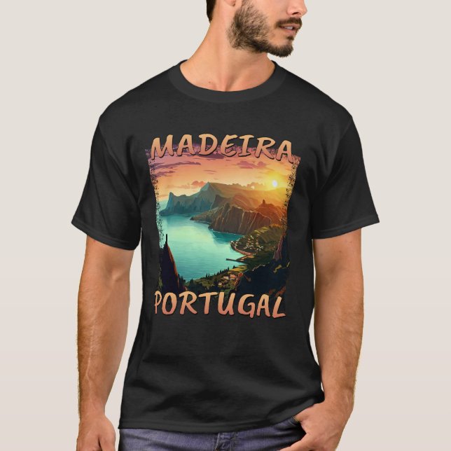 Camiseta Atardecer sobre Madeira, Portugal en forma de gran (Anverso)