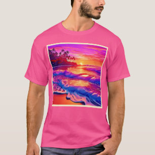 Camiseta Atardecer tropical: arte reluciente en la playa