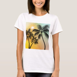 Camiseta Atardecer tropical con palmeras - Arte natural de 