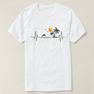 Camiseta Atardecer Tropical - Pulso del Ritmo Cardíaco EKG 