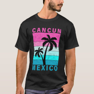 Camiseta Atardecer Tropical Retro Playa Cancun México Veran
