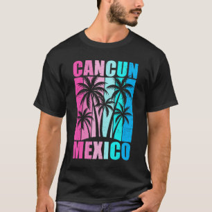 Camiseta Atardecer Tropical Retro Playa Cancun México Veran