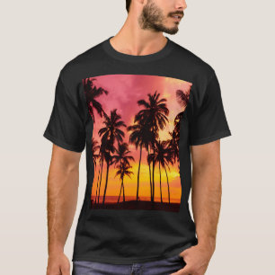 Camiseta Atardecer tropical: Serenidad de la silueta de la 