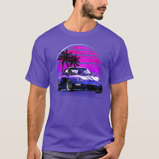 Camiseta Atardecer Vaporwave 80S Coche retro amigos amigo