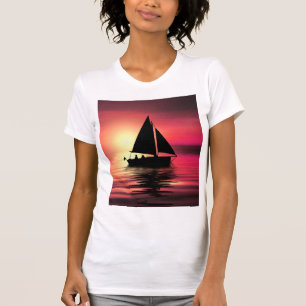 Camiseta Atardecer, velero en el mar-39186