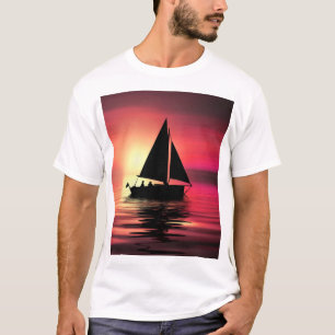 Camiseta Atardecer, velero en el mar-39186