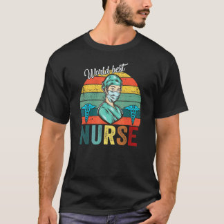 Camiseta Atardecer Vintage Arcoiris Mejor Enfermera Del Mun