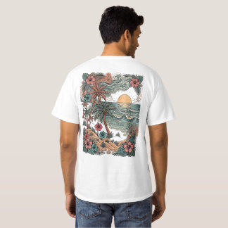 Camiseta Atardecer vintage de Hawái y palmeras