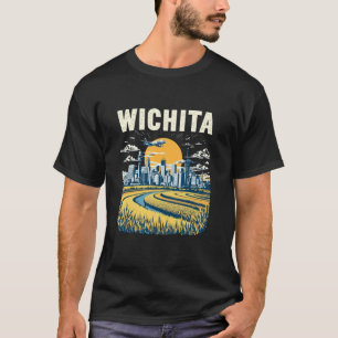 Camiseta Atardecer Vintage Wichita Kansas Silueta Ciudad Pa