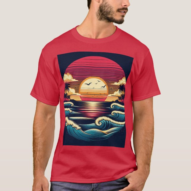 Camiseta Atardecer y olas (Anverso)