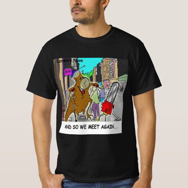 Camiseta Atascado: Chainsaw Vs Árbol cómic divertido (Anverso)