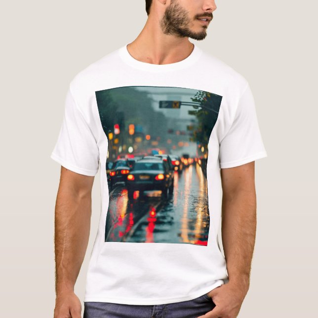 Camiseta Atasco de tráfico en el día de lluvias (Anverso)