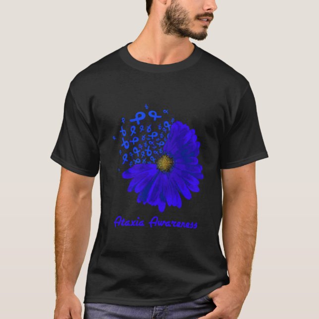 Camiseta Ataxia Awareness Ribbon Blue Sunflower Ribbon Hope (Anverso)