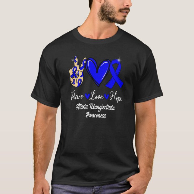 Camiseta Ataxia Telangiectasia Conciencia Paz Amor Esperanz (Anverso)