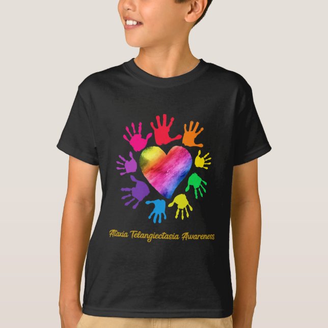 Camiseta Ataxia Telangiectasia Conciencia Paz Amor Esperanz (Anverso)