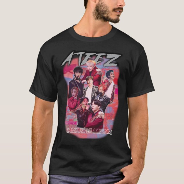 CAMISETA ATEEZ KPOP MERCH OLD RETRO KNOCK DE LA MERC INSPIR (Anverso)