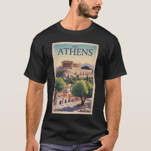 Camiseta Atenas Grecia Ilustracion Viaje Arte Vintage