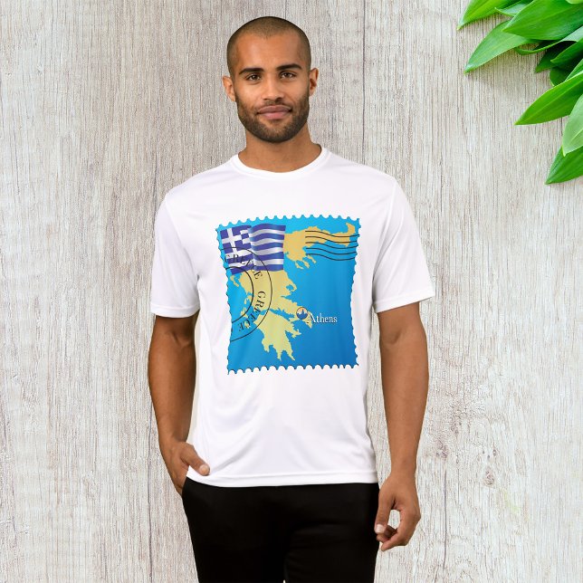 Camiseta Atenas Grecia: Sello de viaje Bandera griega y map (Subido por el creador)