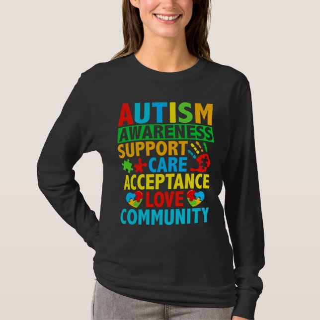 Camiseta Atención Amor Aceptación Autismo Conciencia (Anverso)
