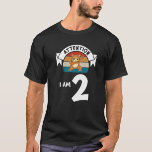 Camiseta Atención soy 2 gatos Segundo cumpleaños