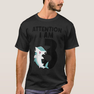 Camiseta Atención Soy 3 Tiburones Tercer Cumpleaños