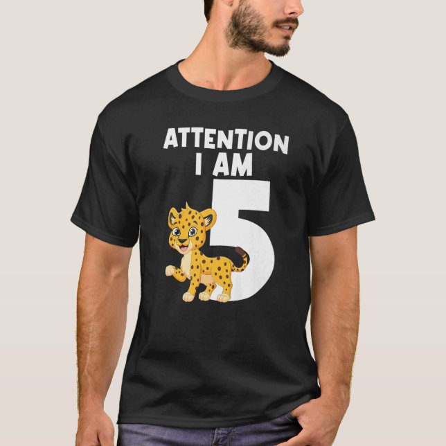 Camiseta Atención Soy 5 Tigres Quinto Cumpleaños (Anverso)