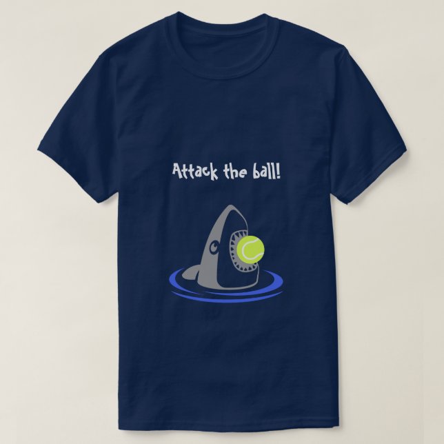 Camiseta Atentado de tiburón con bolas de tenis con texto (Diseño del anverso)