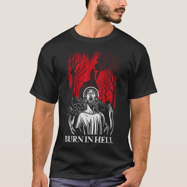 Camiseta Ateo contra la religión: queman Metalizado satánic (Anverso)