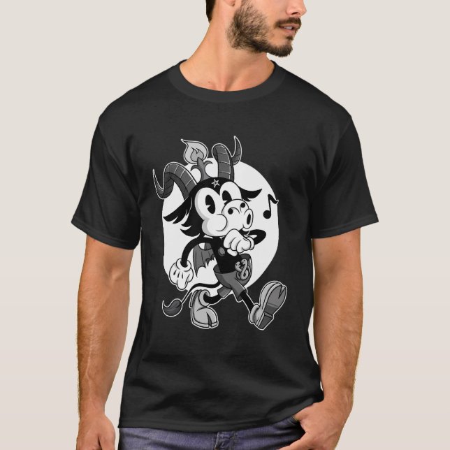 Camiseta Ateo de Blackcraft Satan Baphomet Goat Retro Carto (Anverso)