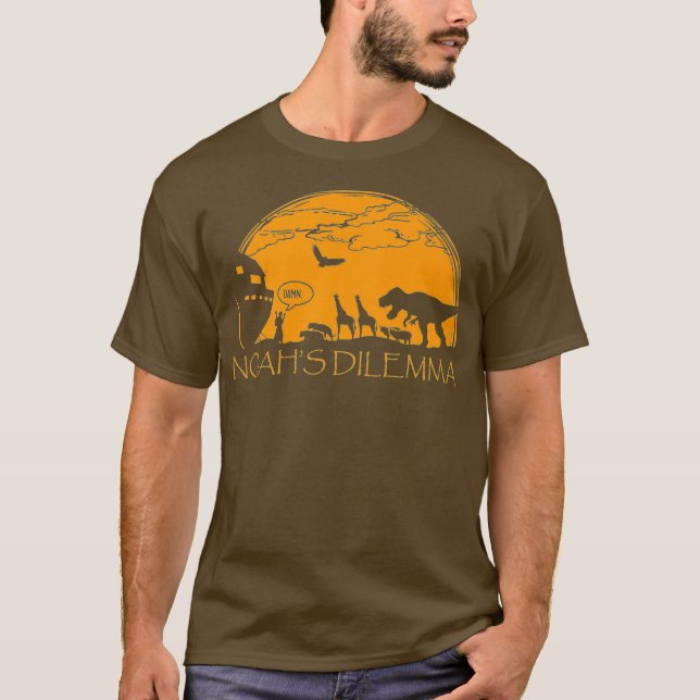 Camiseta Ateo gracioso - Noahs Dilemma T-Rex Tee Shirt (Anverso)