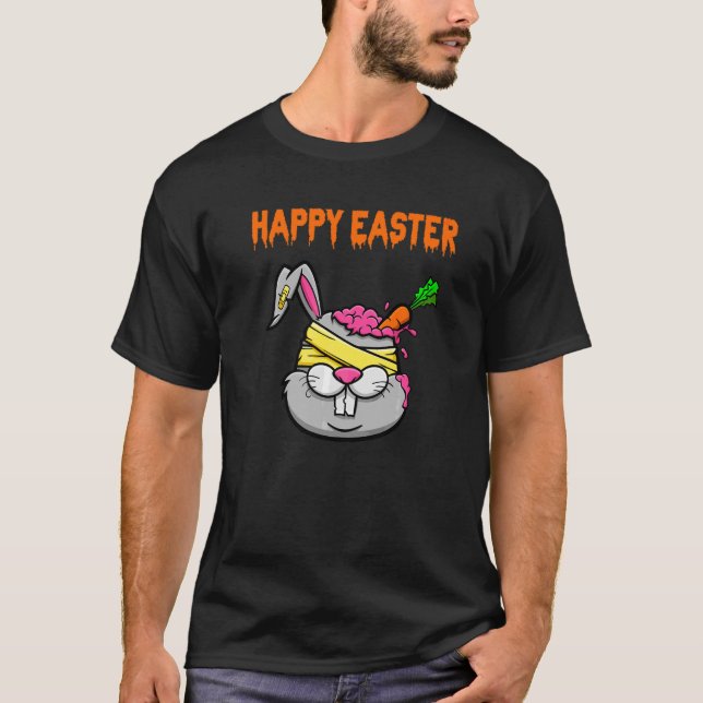 Camiseta Aterrador conejo de Pascua Cstume zombie conejo hu (Anverso)
