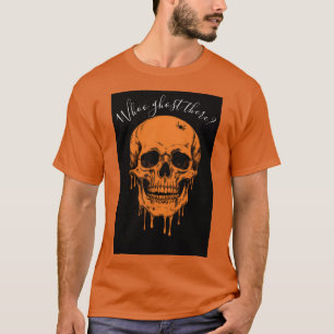 Camiseta Aterrador cráneo que ríe con araña en la parte sup