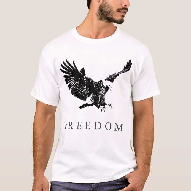Camiseta Aterrizaje de águilas en blanco y negro de arte po (Anverso)