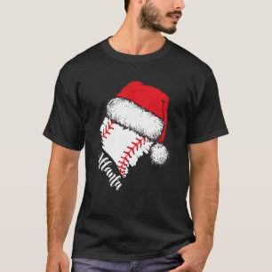 Camiseta Atlanta Baseball Heart Santa Hat Feliz Navidad
