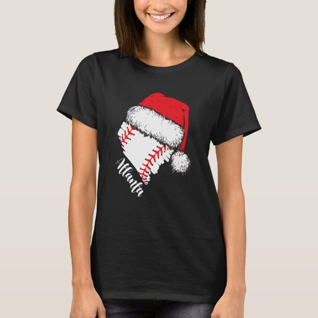 Camiseta Atlanta Baseball Heart Santa Hat Merry Christmas (Anverso)