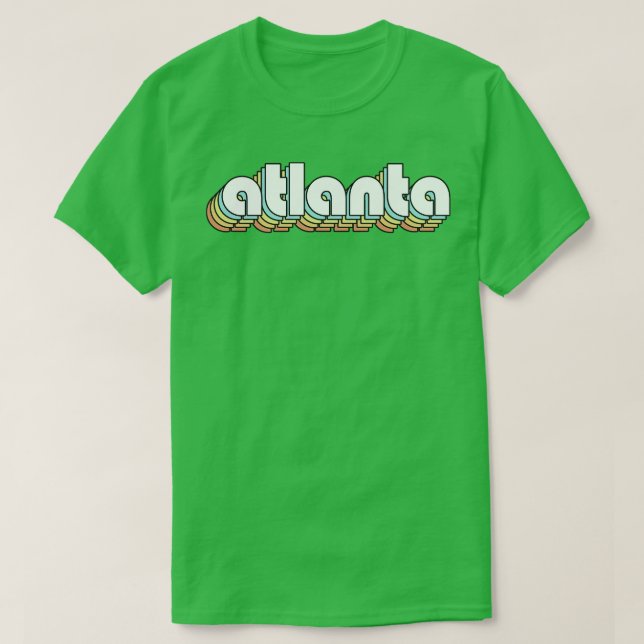 Camiseta Atlanta Retro Rainbow Typography Style Faded Style (Diseño del anverso)