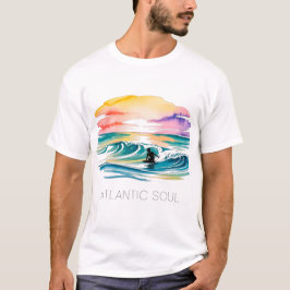 Camiseta ATLANTIC SOUL Surfer Sunset Watercolor Ocean Wave 