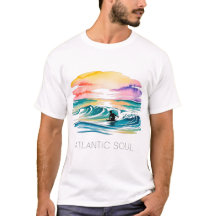 ATLANTIC SOUL Surfista Atardecer Acuarela Ola del 