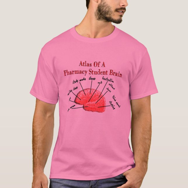 Camiseta Atlas de un cerebro de estudiante de farmacia (Anverso)