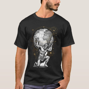 Camiseta Atlas sosteniendo el globo Mitología Diseño Celest