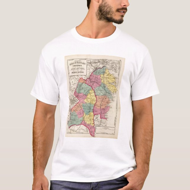 Camiseta Atlas topográfico de los condados 4 de Maryland (Anverso)