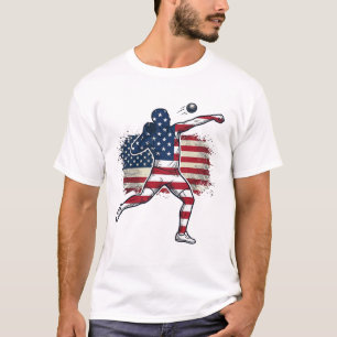 Camiseta Atleta de lanzamiento de peso patriótico diseño de