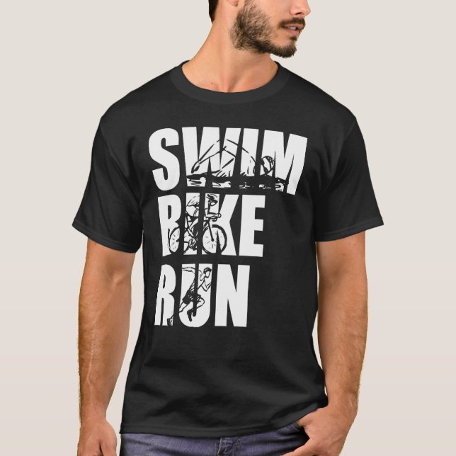 Camiseta Atletismo de Triatleta de Natación en Bicicleta de (Anverso)