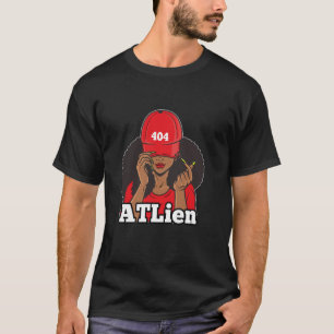 Camiseta ATLien 404 Atlanta ATL Area Code Black Woman Afro