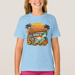 Camiseta Atmósfera de Verano Puesta de Sol Retro en la Play