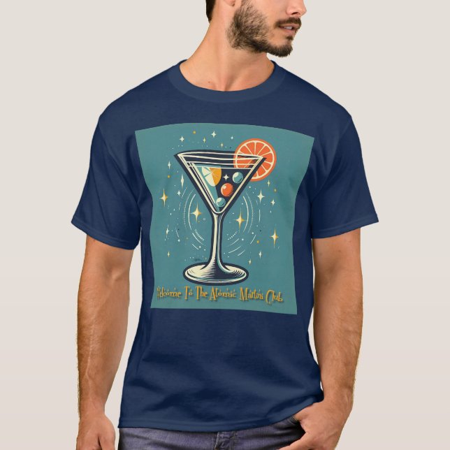 Camiseta Atomic Martini Club Retro Futuristic Cocktail (Anverso)